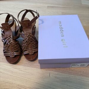 Madden Girl Ransley Tan Woven Block Heel Sandals